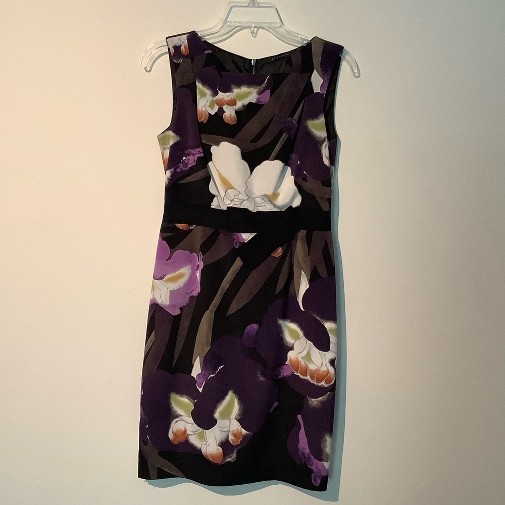 Elie Tahari Floral-Print Satin Silk Sleeveless Sheath Dress Size 4